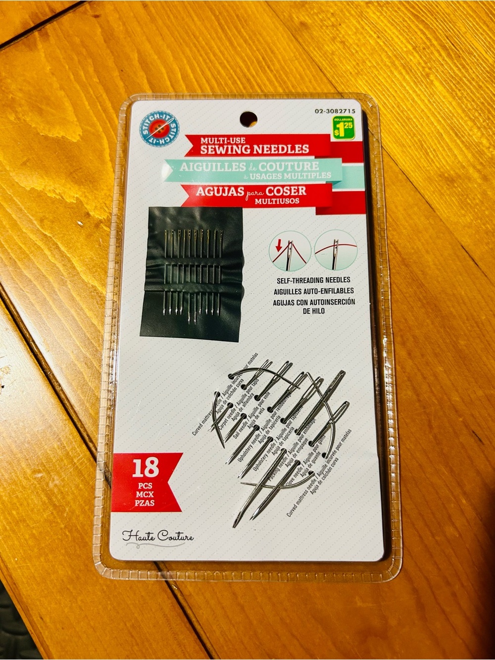 FREE!  Self-Threading Sewing Needles – Silver with White Card